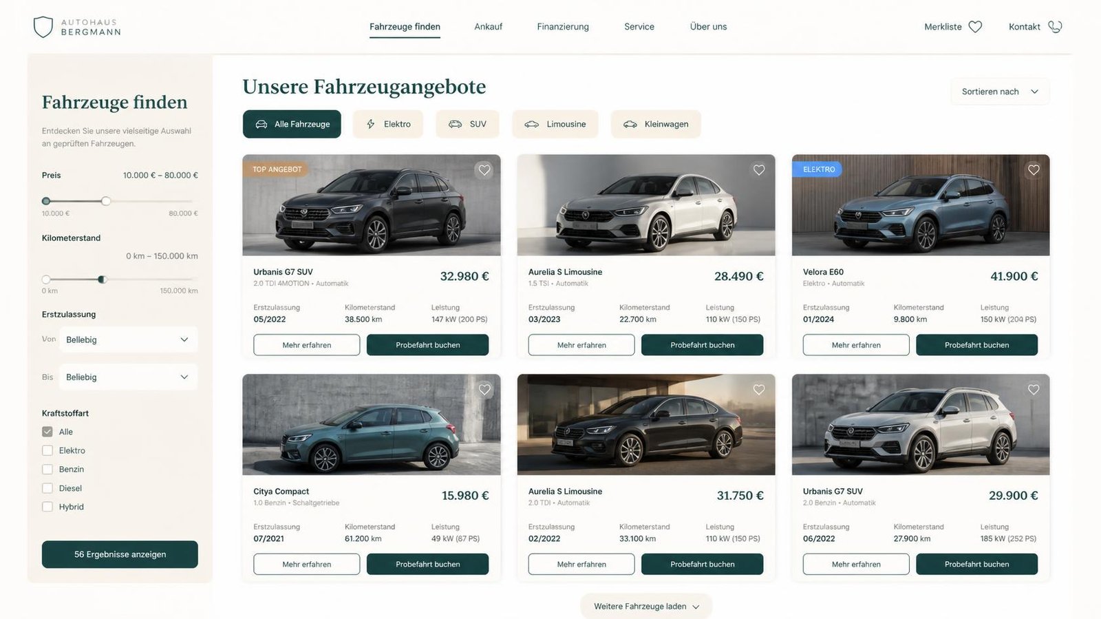 Individuelle Website für Autohändler